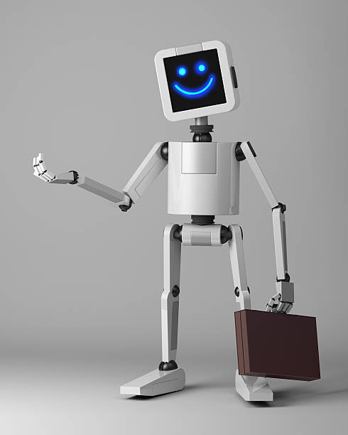 istock happy business robot with suitcase 3d render 504783126