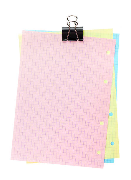 istock Colorful lined office paper with clip 504783361