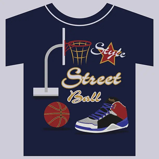 Vector illustration of streetball, sneakers graphic design