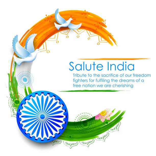 Dove flying on Indian tricolor flag background illustration of dove flying on Indian tricolor flag background showing peace republic day stock illustrations