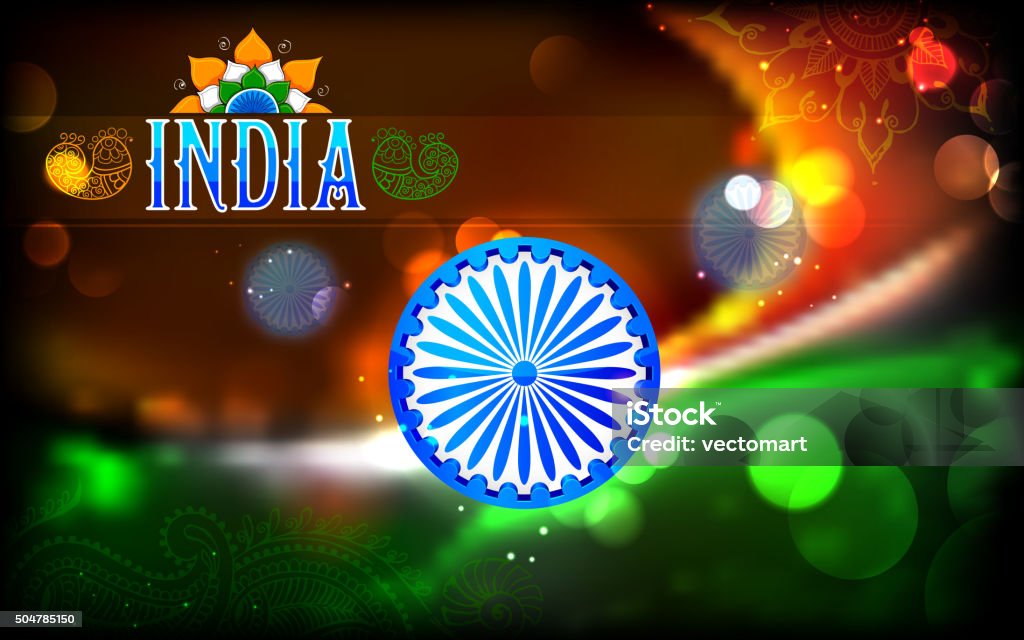 Indian flag tricolor with Ashok Chakra illustration of abstract Indian flag tricolor with Ashok Chakra Abstract stock vector