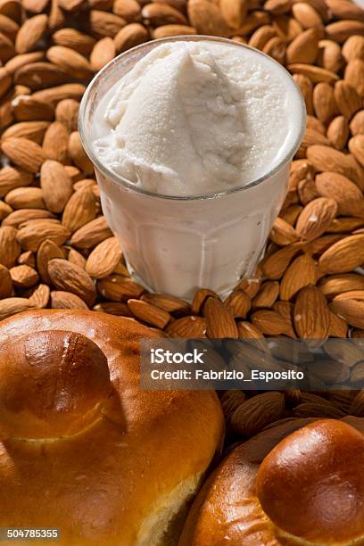 Glass Of Almond Granita Stock Photo - Download Image Now - Sicily, Sorbet, Brioche