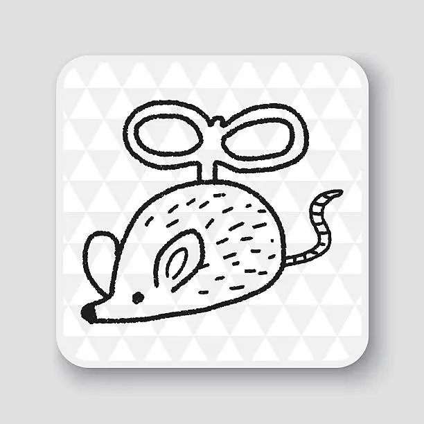 Vector illustration of doodle toy mouse