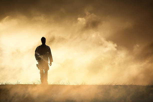 Soldier Walks Away from Dramatic Firey Horizon