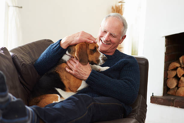 istock Senior Man Relaxing At Home With Pet Dog 504787295