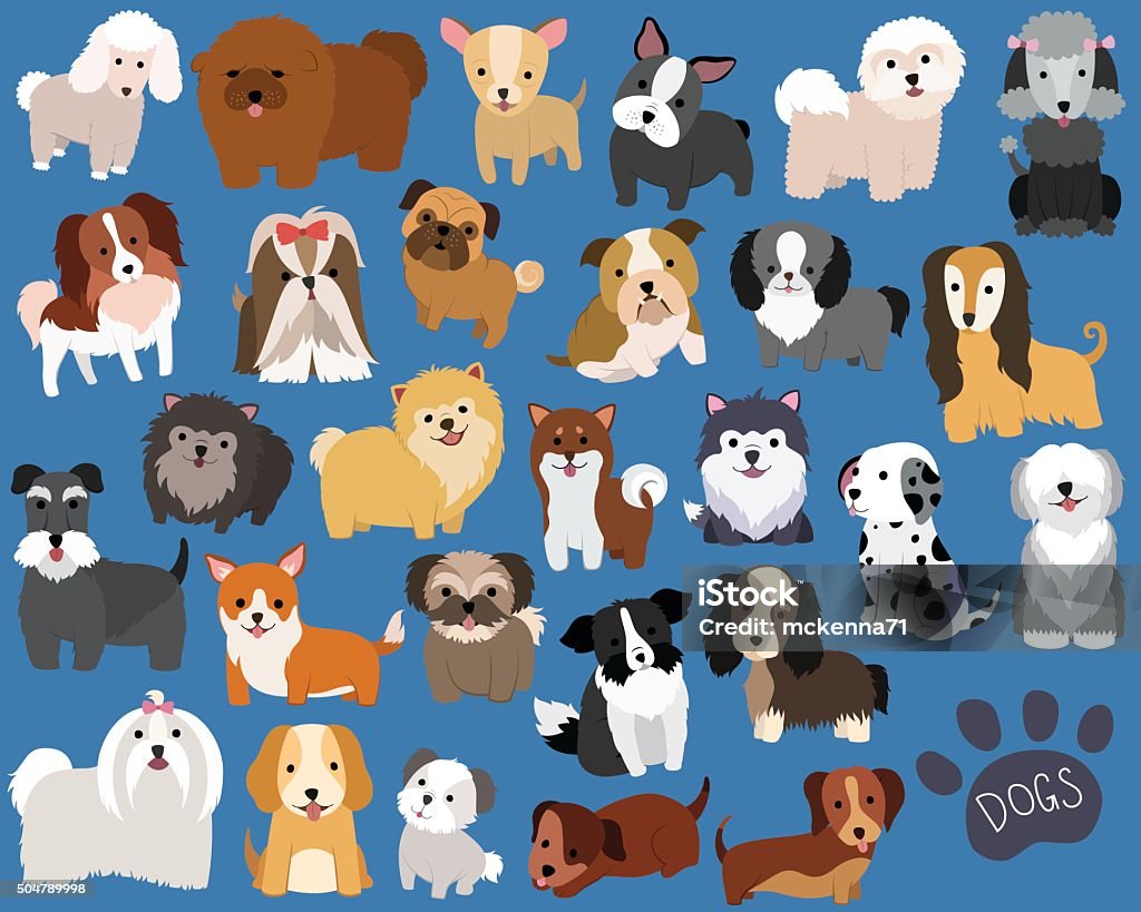 Dog and Puppy Vector Set Cute set of dogs and puppies. Animal stock vector