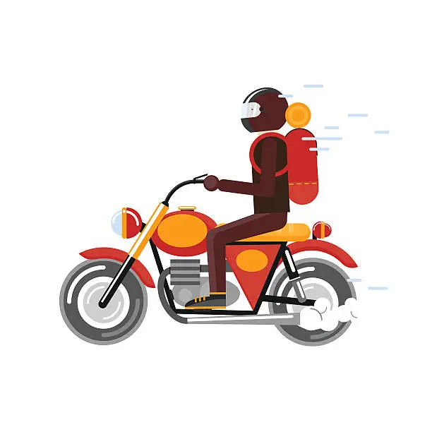 Vector illustration of Traveling on a motorcycle