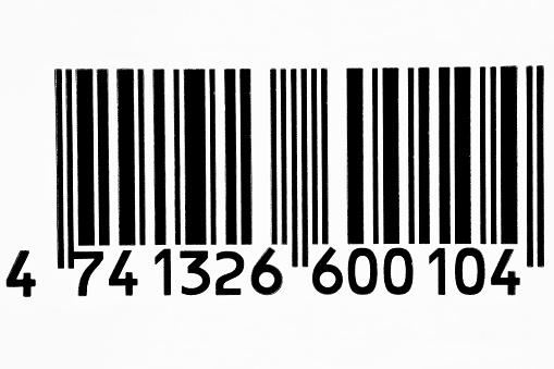 Frontal view black barcode in white background