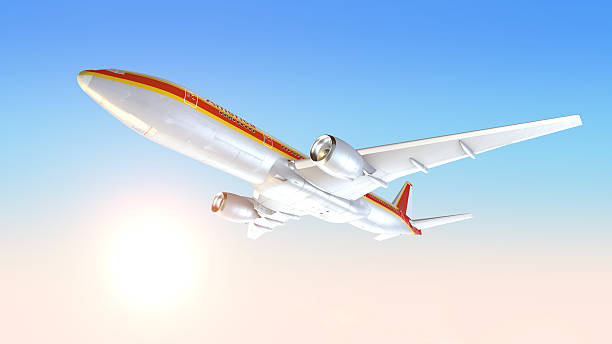 istock Place flying in sunset sky. 504793830