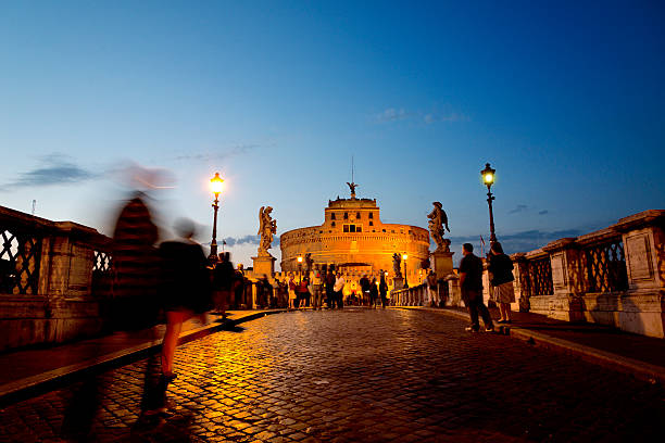 Rome, Italy - May 20, 2014: Ponte Sant Angelo and The Castel Sant'Angelo, Vatican, Rome