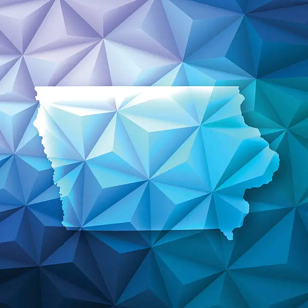 Vector illustration of Iowa on Abstract Polygonal Background - Low Poly, Geometric