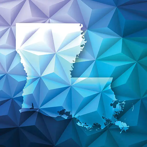 Vector illustration of Louisiana on Abstract Polygonal Background - Low Poly, Geometric