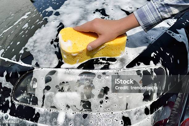 Car Care Washing A Car By Hand Stock Photo - Download Image Now - Bucket, Car Wash, Adult