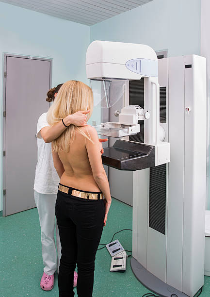 istock X-ray technician performing mammography to a young woman 504818769