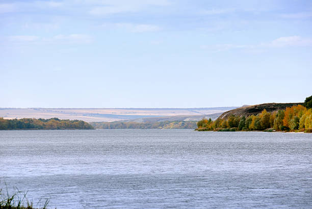 Slopes of cretaceous mountains on a coastaline of the river Don. Russia.