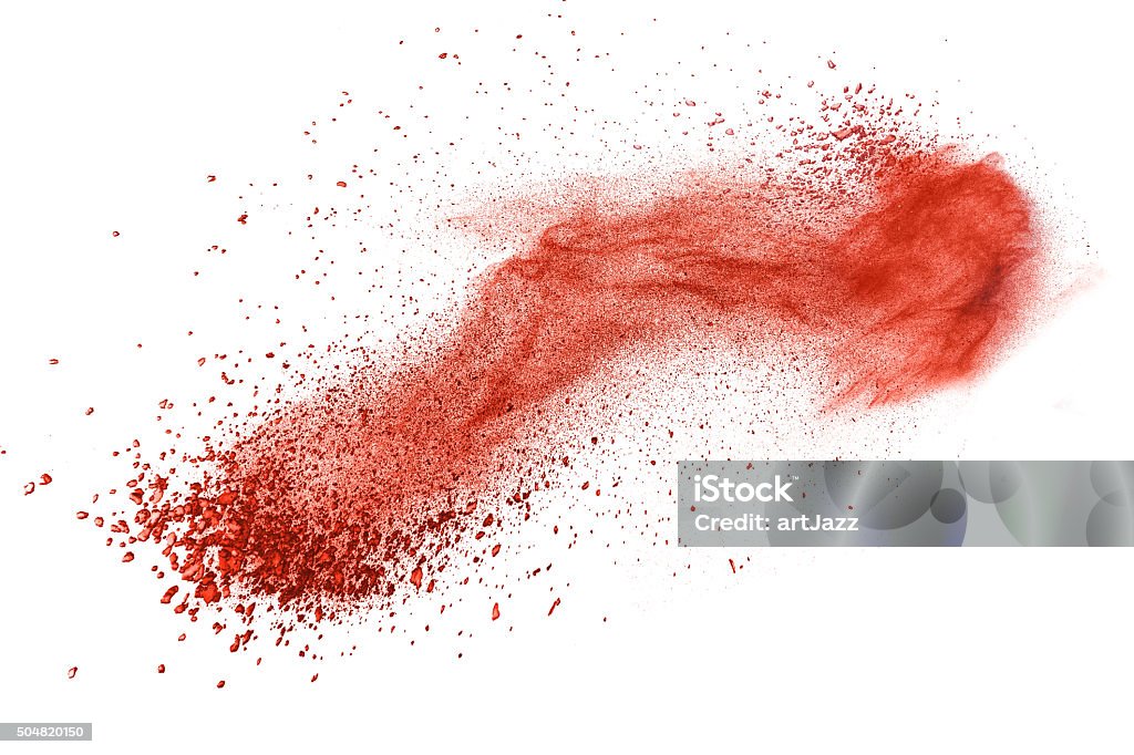 Purple powder explosion isolated on white red powder explosion isolated on white background Exploding Stock Photo