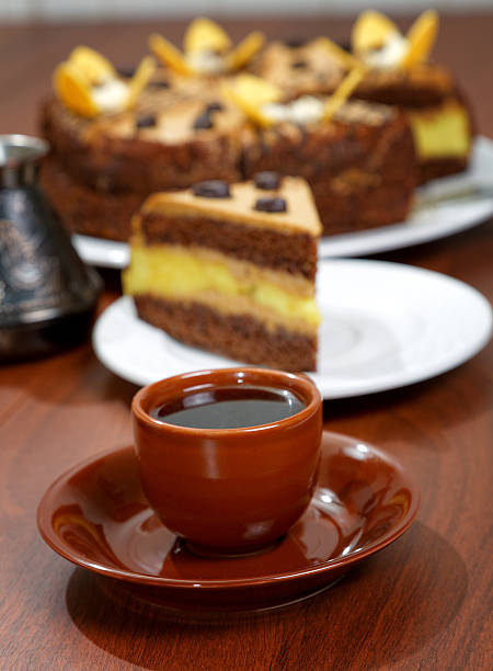 istock cake with a cup of coffee on the table 504820380