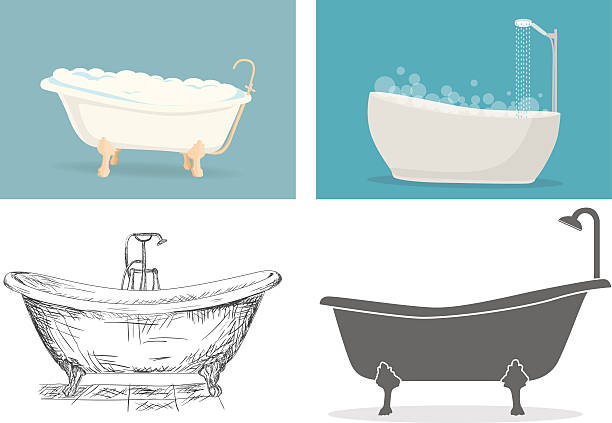 ilustrações de stock, clip art, desenhos animados e ícones de banheira - bathtub