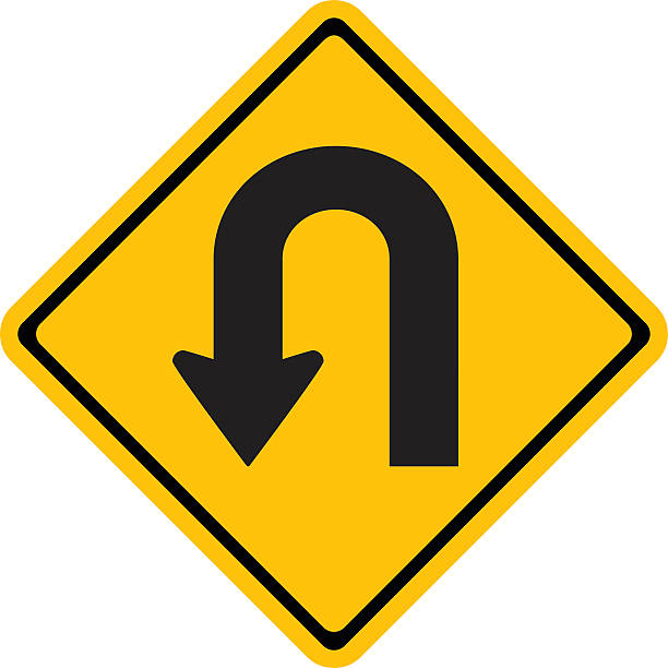 경고용 트래픽 팻말 유턴 - road sign turning sign traffic stock illustrations
