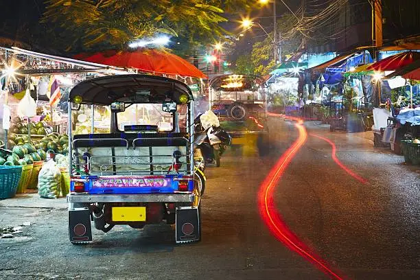Tuk tuk taxi at the night - Bangkok, Thailand