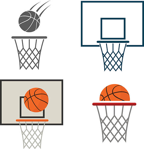 ilustrações, clipart, desenhos animados e ícones de ícone de rede de basquete - basketball hoop