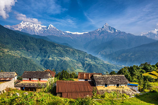 Village In The Himalaya Mountains In Nepal Stock Photo - Download