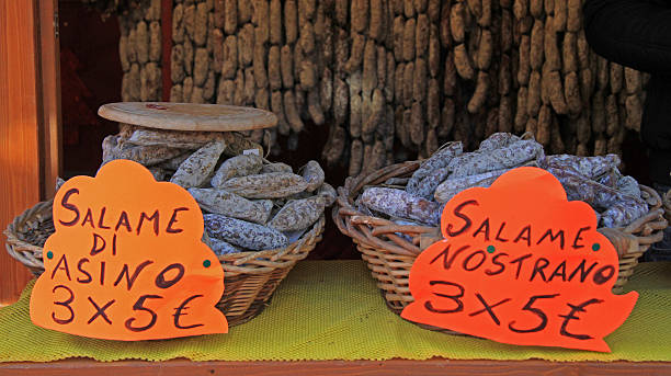 istock Baskets with typical salami at the market 504827436