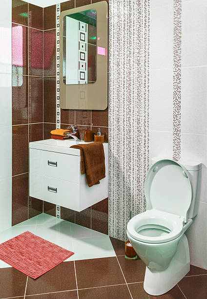 istock luxury modern style decorated bathroom with brown tiles 504827522
