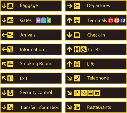 Airport direction signs