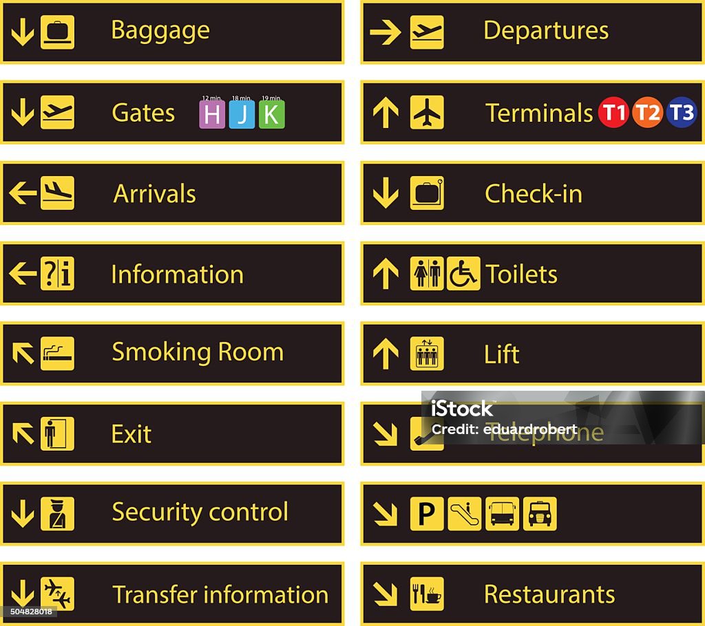 Airport direction signs Airport stock vector