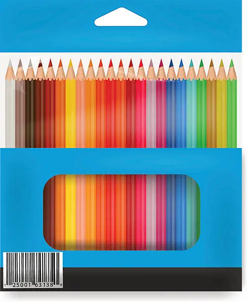 Vector illustration of Box o colored pencils