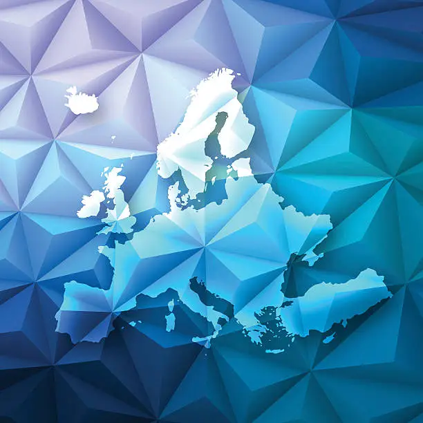 Vector illustration of Europe on Abstract Polygonal Background - Low Poly, Geometric