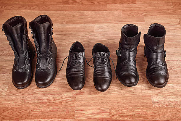 istock Men's shoes on wooden background 504832186