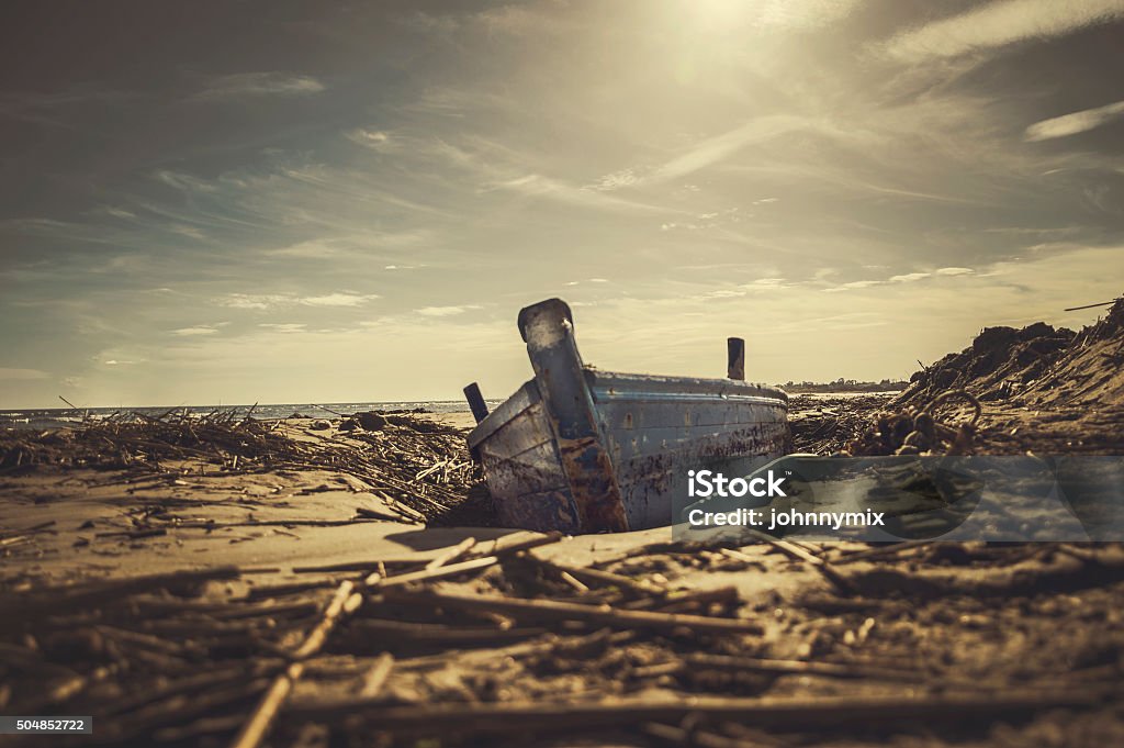 Fish boat A boat on the beach Beach Stock Photo