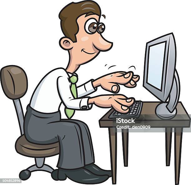 Man Is Working On The Computer 2 Stock Illustration - Download Image Now - Adult, Adults Only, Business