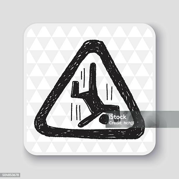 People Fall Sign Doodle Stock Illustration - Download Image Now - Adult, Danger, Doodle