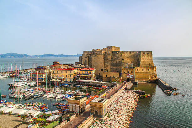 Naples, Italy - May 05, 2015 - Castel dell'Ovo and Napoli harbor, South Italy