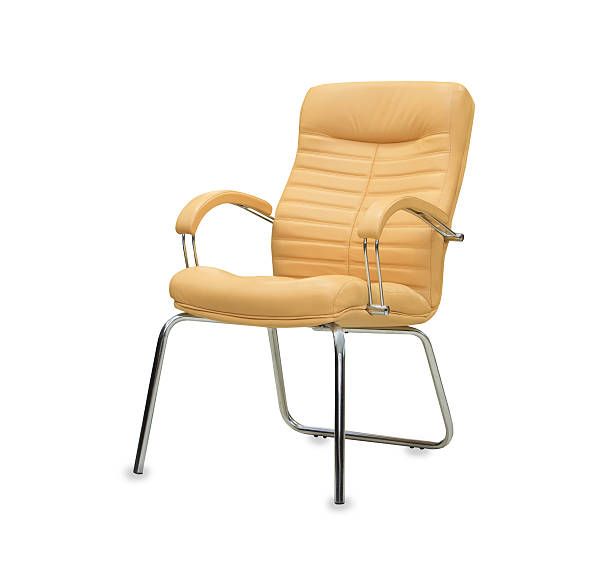 istock Modern office chair from beige leather. Isolated 504854654
