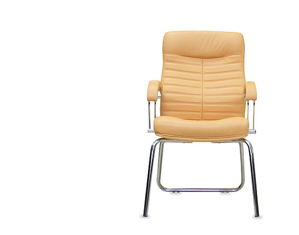 istock Modern office chair from beige leather. Isolated 504854676