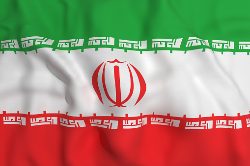 3d rendering of an Iran flag waving