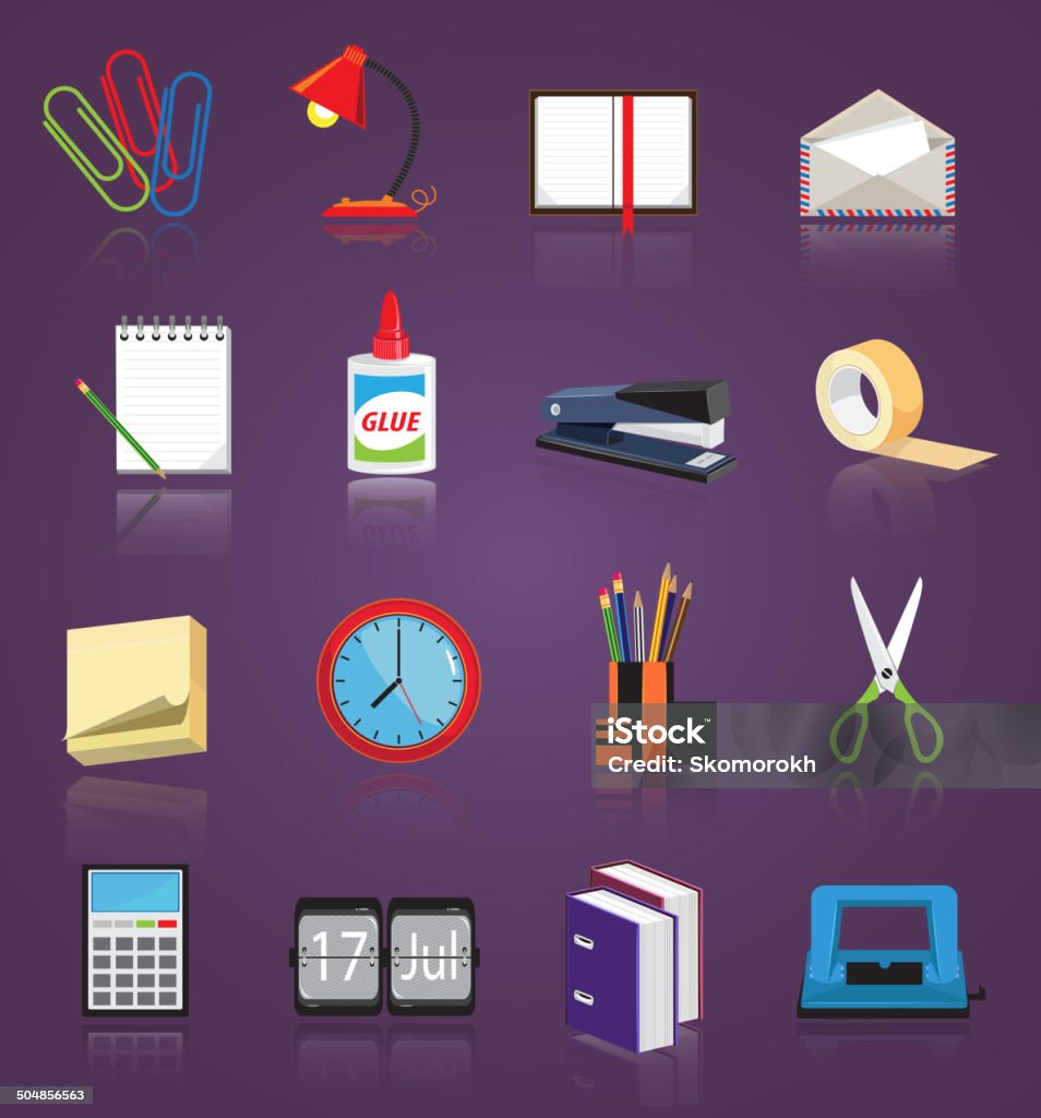 Stationery icons set Stationery and office icons set. ring binder. EPS10. Contains transparent objects Glue stock vector