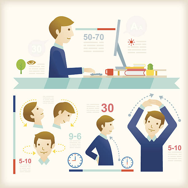 Office Exercises vector art illustration