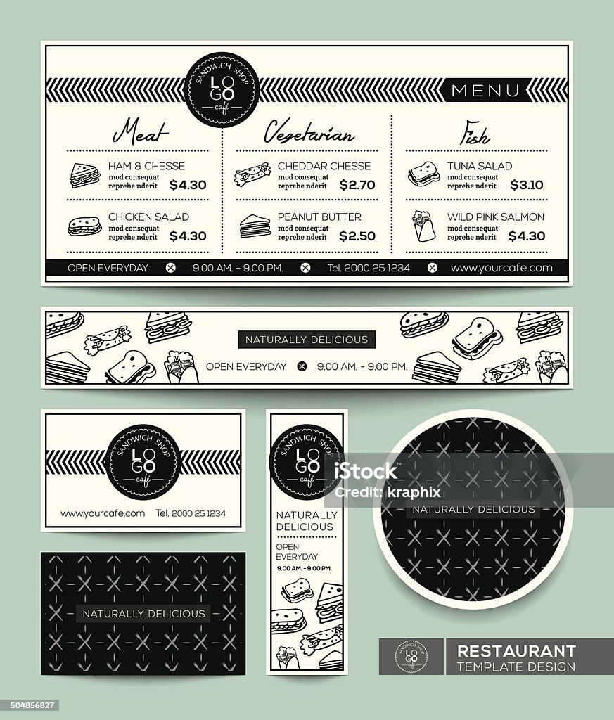 Restaurant Set Menu Sandwich Graphic Design Template Delicatessen stock vector