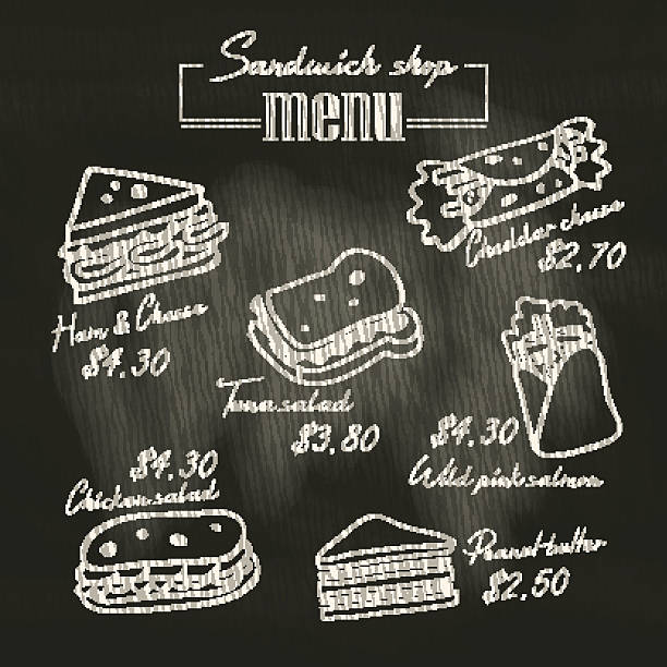 ilustrações, clipart, desenhos animados e ícones de sanduíche do menu de doodle desenho de giz de fundo - cheese backgrounds pattern portion