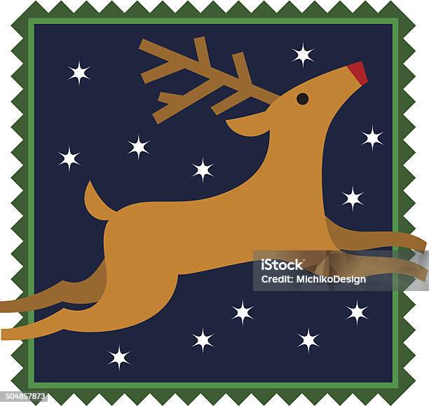 Rena E Estrelas De Natal - Arte vetorial de stock e mais imagens de Animal - Animal, Animal selvagem, Azul