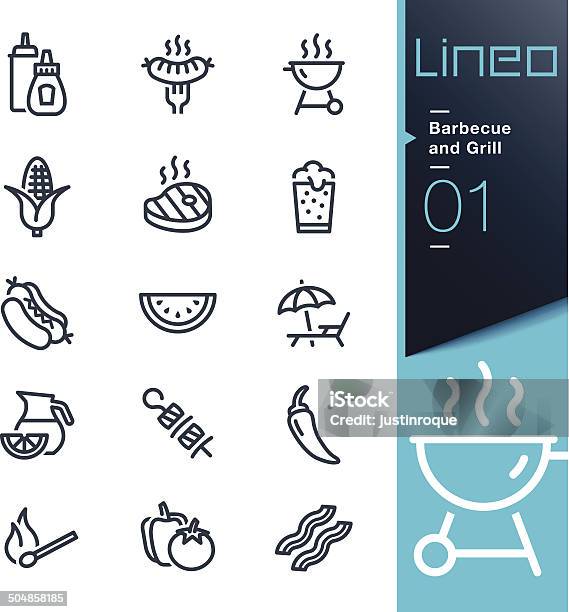 Lineo Barbecue And Grill Outline Icons Stock Illustration - Download Image Now - Icon Symbol, Barbecue - Meal, Barbecue Grill
