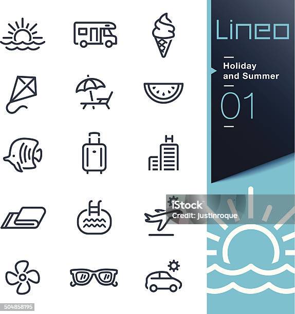 Lineo Holiday And Summer Outline Icons Stock Illustration - Download Image Now - Icon Symbol, Beach, Deck Chair