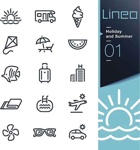 Vector illustration of Lineo - Holiday and Summer outline icons