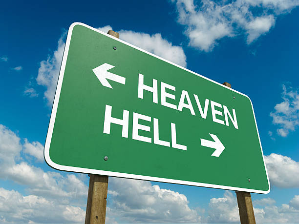 nieba hell - heaven hell road sign sign zdjęcia i obrazy z banku zdjęć