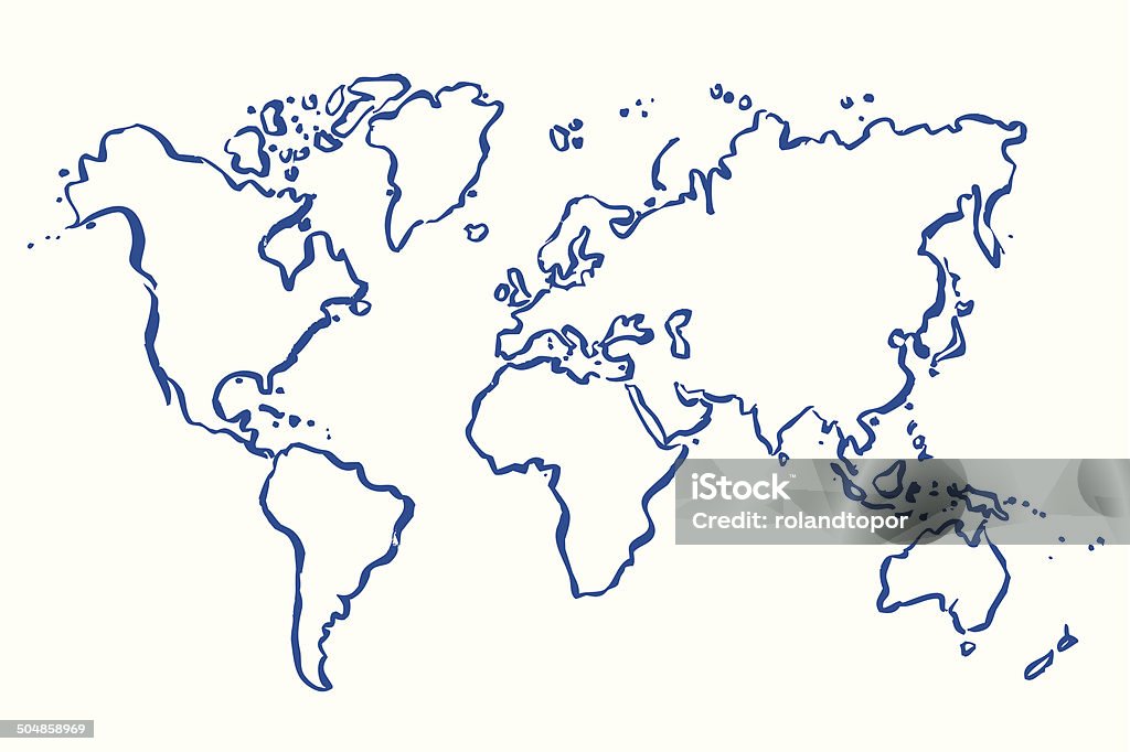 Mapa Obrazek Stock ilustrace Nakreslená Vektorová Mapa Světa – stáhnout obrázek nyní ...